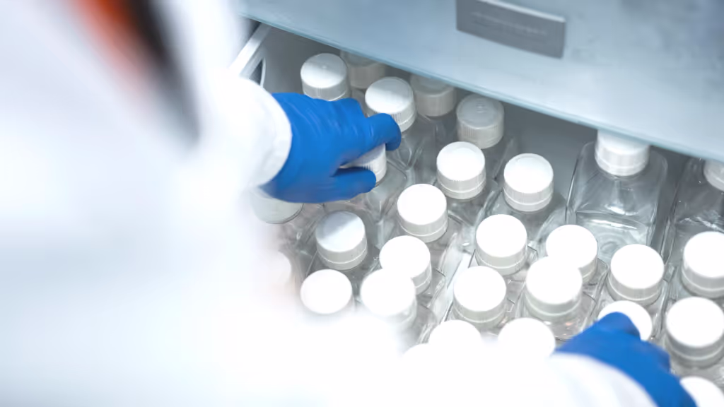 Bottles of pDNA and mcDNA used for storage