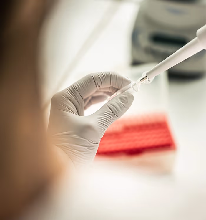 Pipetting DNA into a vial